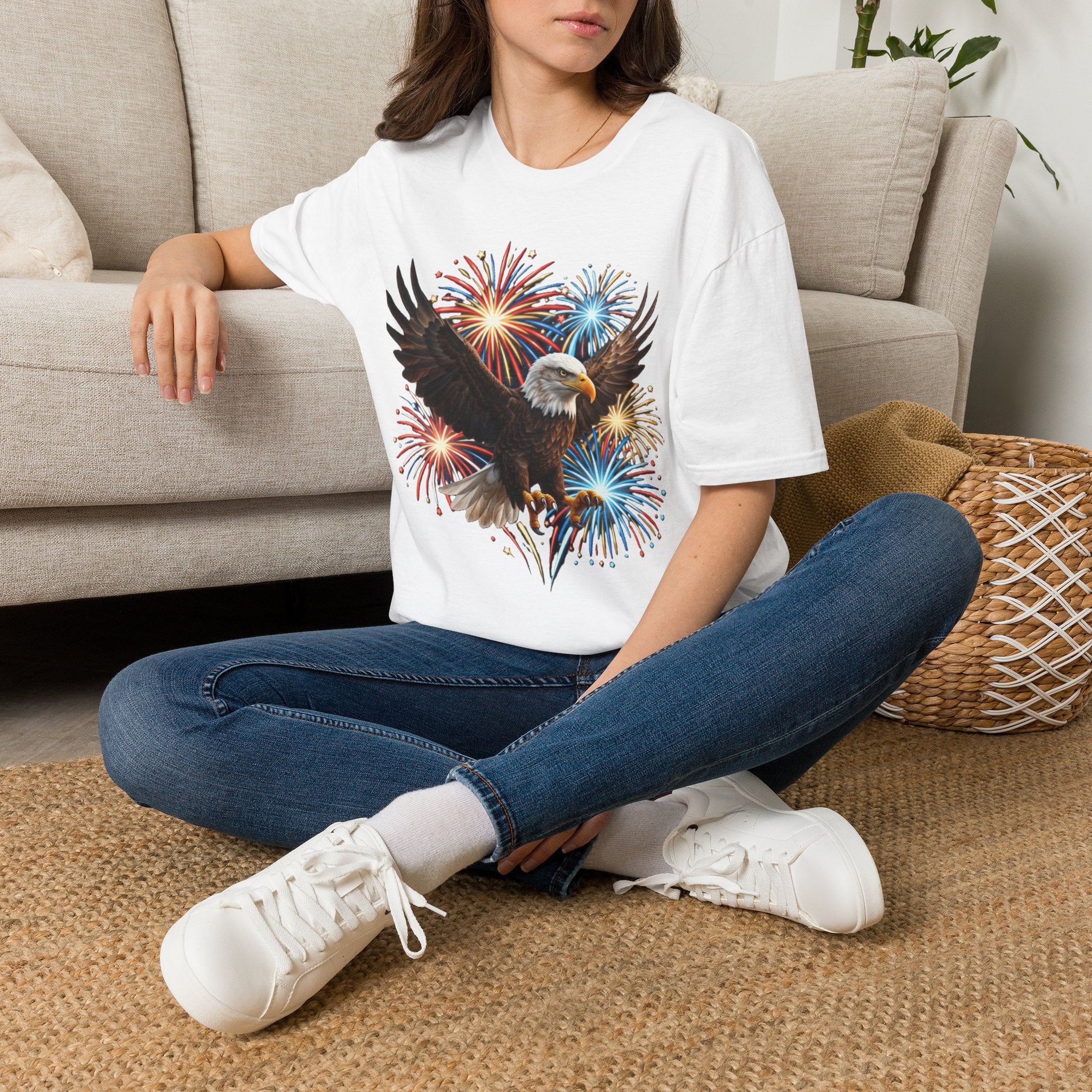 4th of July Fireworks T-Shirt — Bald Eagle Graphic Tee