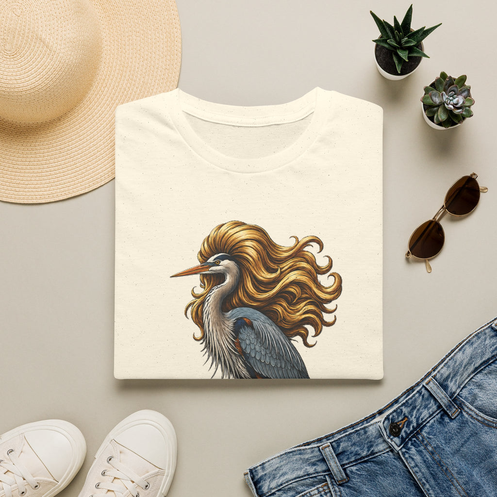 Heron Graphic Tee — Whimsical Bird Illustration T-Shirt