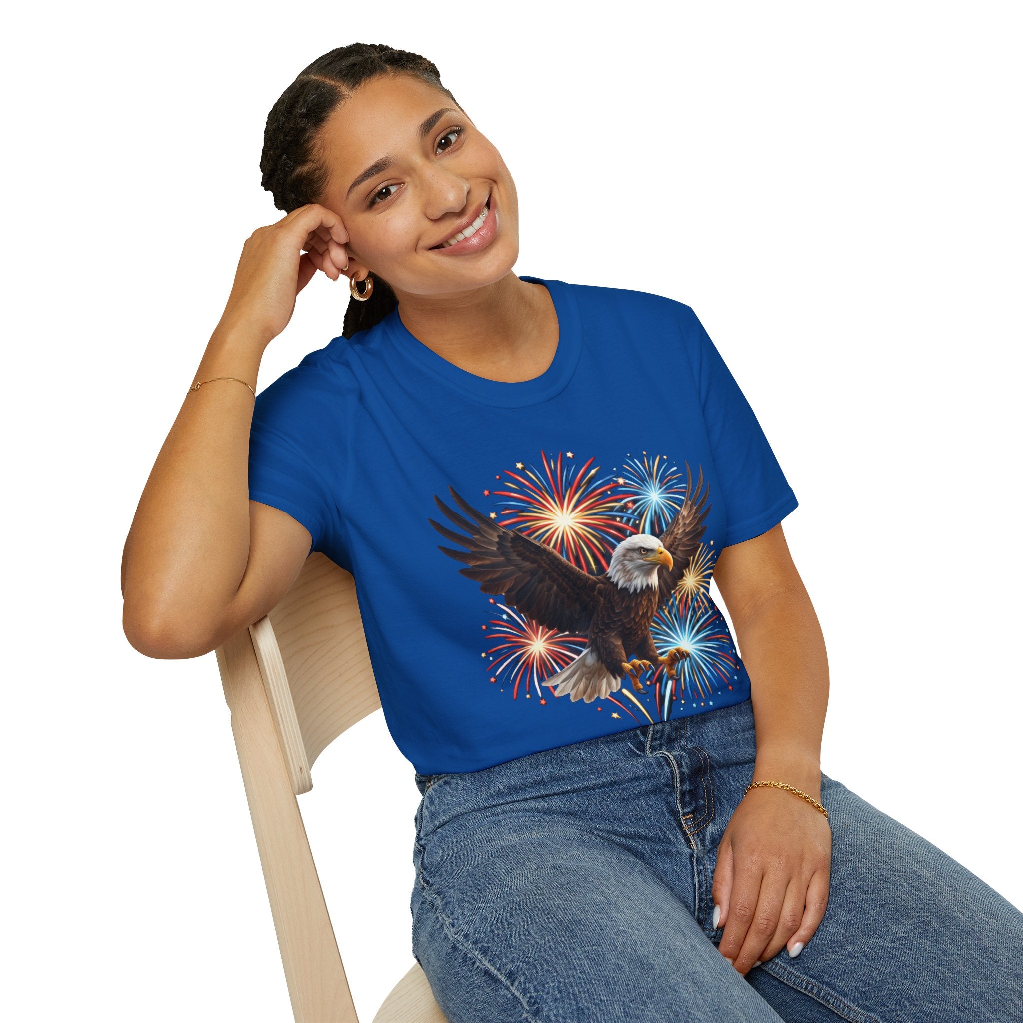 4th of July Fireworks T-Shirt — Bald Eagle Graphic Tee