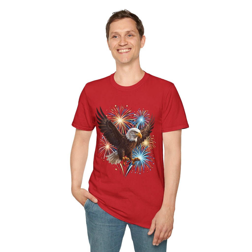 4th of July Fireworks T-Shirt — Bald Eagle Graphic Tee