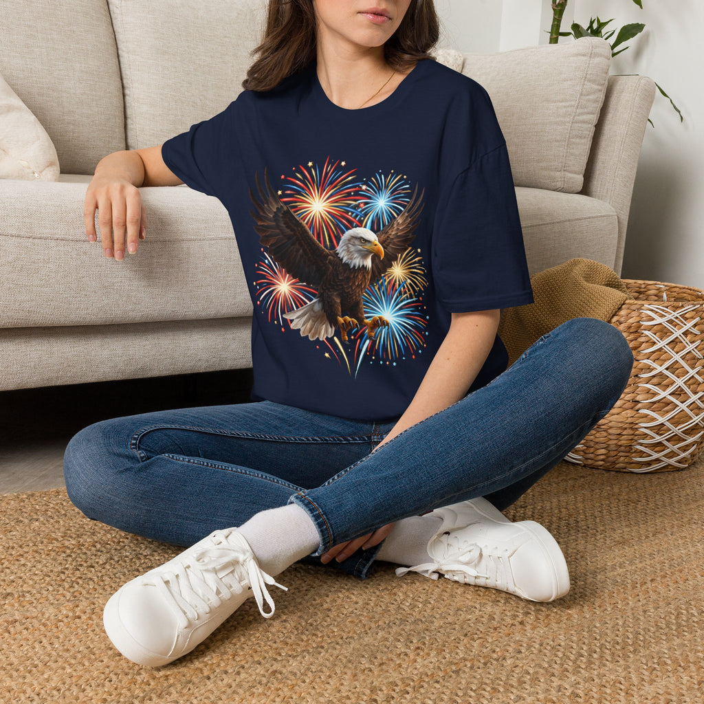 4th of July Fireworks T-Shirt — Bald Eagle Graphic Tee